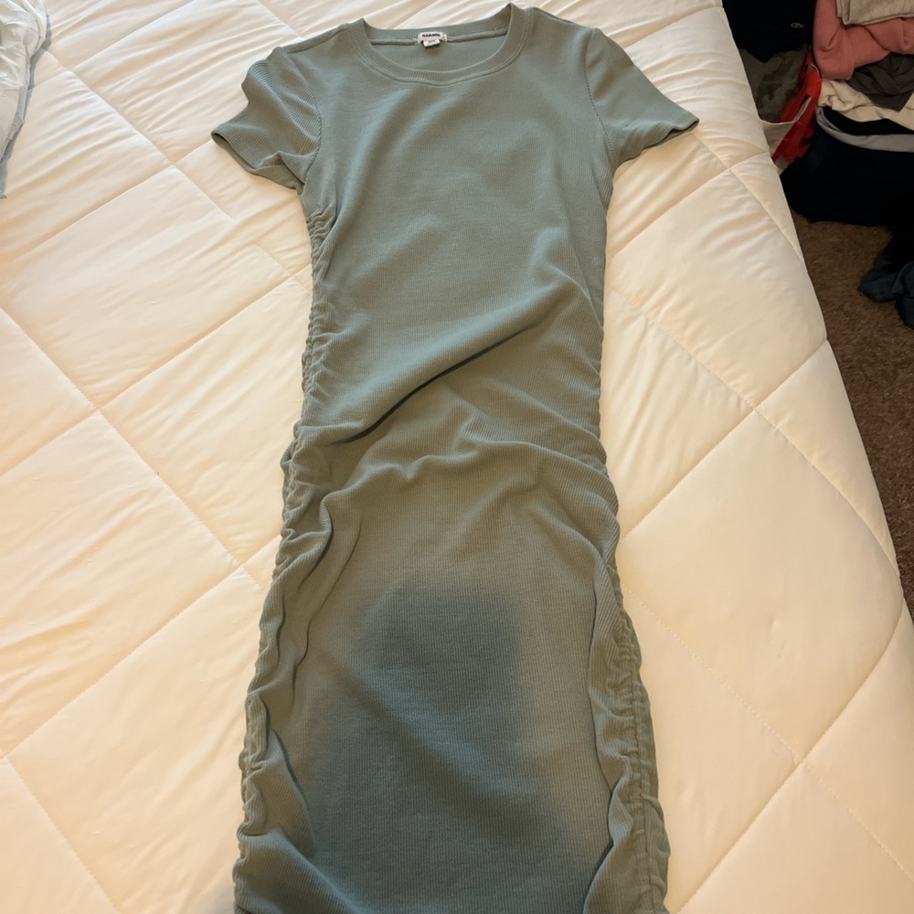 Garage Sage Green Ruched Dress